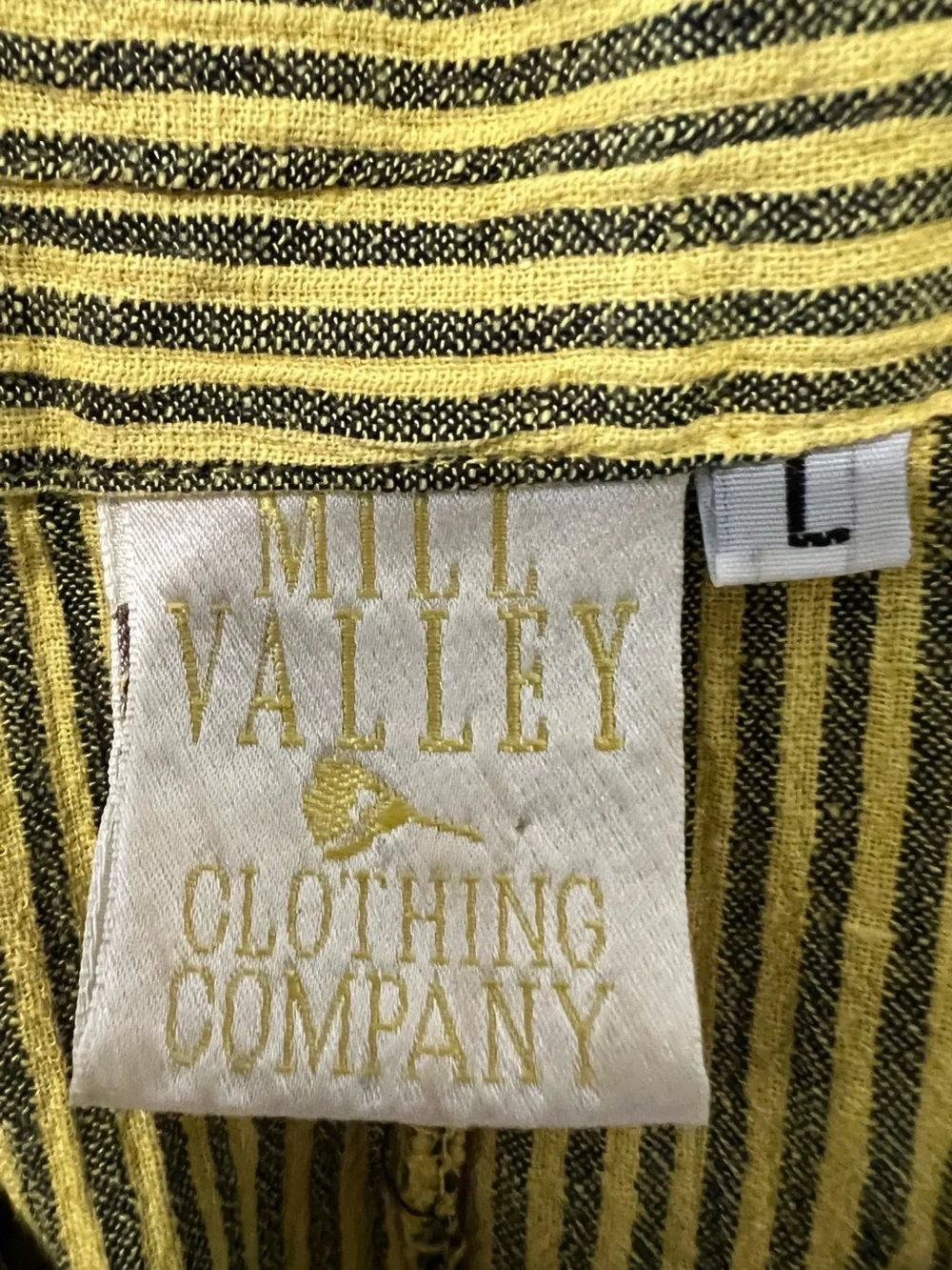 MILLI VALLEY Striped Point-Hem Button Front Jacket in Olive Yellow L